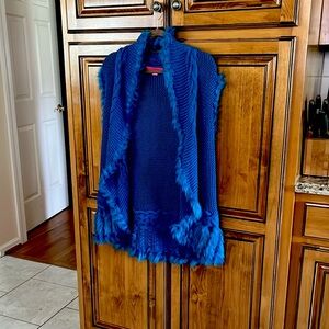 Lilly Pulitzer Vibrant Blue Fringe Sweater vest